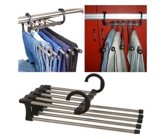 Umeras pliabil pentru 5 perechi de pantaloni, suport metalic cromat