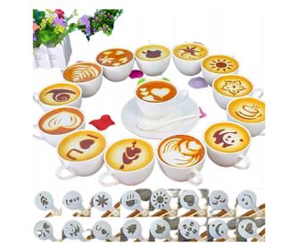 Set 16 sabloane reutilizabile pentru ornarea desertului sau a cafelei