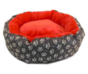Culcus moale cu perna, pentru caine/pisica, culoare roz, impermeabil, baza antiderapanta, 50 cm