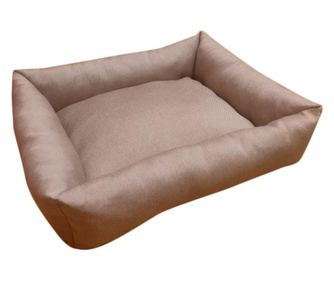 Culcus Dreptunghiular moale cu perna, pentru caine/pisica, culoare Maro, impermeabil, baza antiderapanta, 64x45cm
