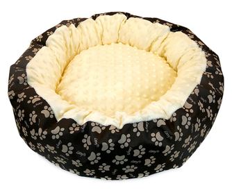 Culcus moale cu perna, pentru caine/pisica, Model Minky, culoare galben, impermeabil, baza antiderapanta, 50 cm