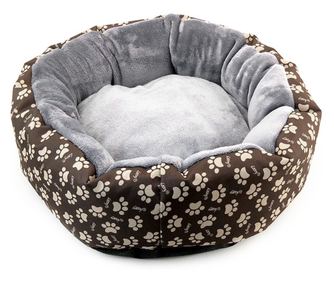 Culcus moale cu perna, pentru caine/pisica, culoare gri, impermeabil, baza antiderapanta, 50 cm
