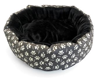 Culcus moale cu perna, pentru caine/pisica, culoare negru, impermeabil, baza antiderapanta, 50 cm