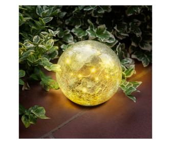 Lampa solara sfera sticla - 15 cm - 20 LED alb cald