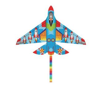 Zmeu zburator din textil, forma aerodinamica, racheta, sfoara 40 m, 115x60 cm, multicolor