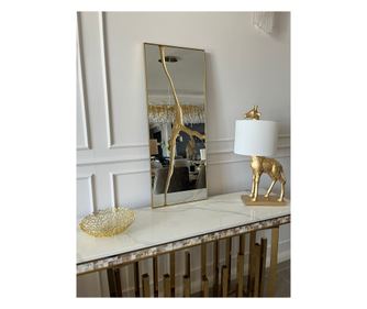 Oglinda decorativa dreptunghiulara Symphony L, rama din metal, 99x39cm, Aurie