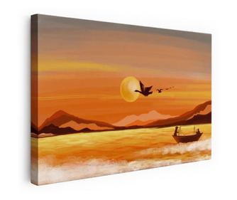 Tablou Canvas, Sunset Bird Lake, 50x70 cm