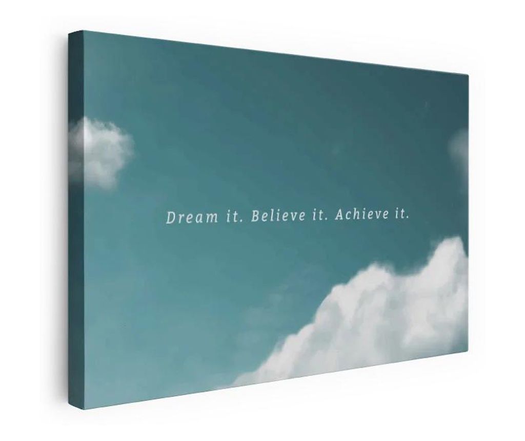 Tablou Canvas, Clouds Text Green, 20x30 cm