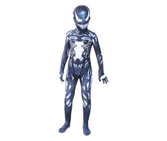 Costum Venom Copii, Super Erou, Marvel, Lycra, 5-6 ani, 130, Negru / Alb