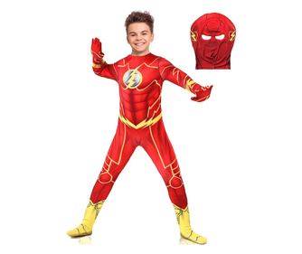 Costum Copii Flash, Marvel, Avengers, Lycra, 7-8 ani, 145-155, Rosu / Galben