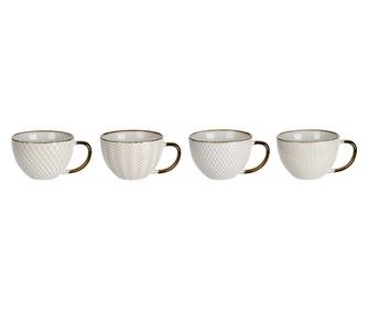 Set 4 cani Excellent Houseware, ceramica, 15x12x8 cm, 460 ml, alb