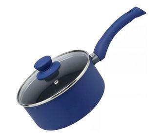 Caserola cu capac de sticla Tasty Everyday 678556, 18 cm, 1.8 l, Inductie, Aluminiu, Acoperire antiaderenta, Albastru
