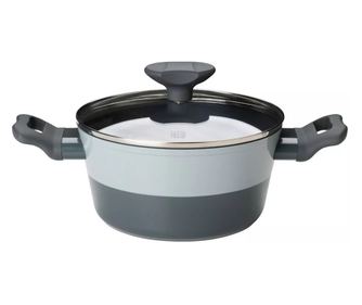 Κατσαρόλα με γυάλινο καπάκι Tasty 678536, 20 cm, 2,5 l, Επαγωγική, Αλουμίνιο, Αντικολλητική επίστρωση, Γκρι