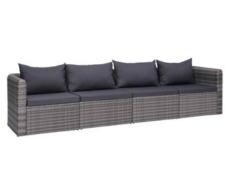 4 rszes szrke polyrattan kerti lgarnitra prnkkal