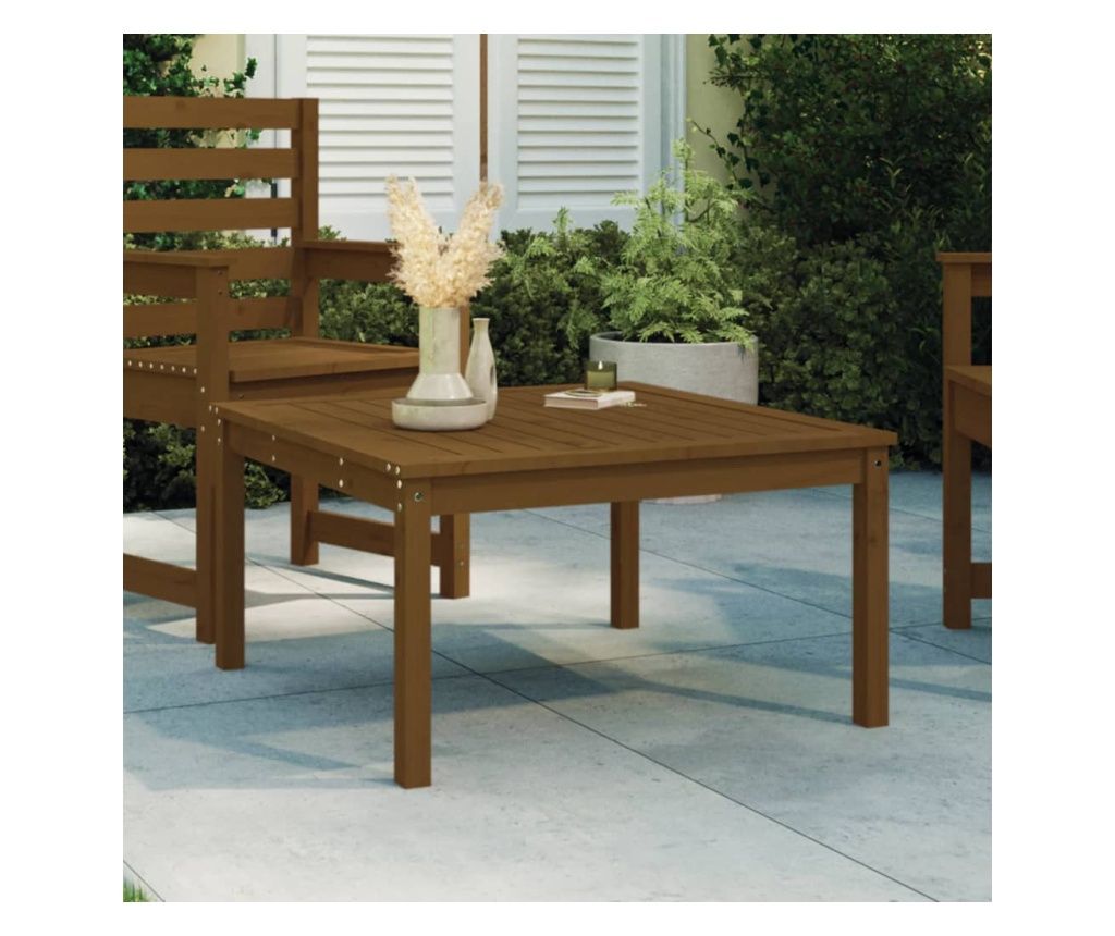 Măsuță de grădină, maro miere, 82,5x82,5x45 cm, lemn masiv pin