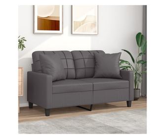 Dvosjed s jastučićima, siva, 120 cm, umjetna koža