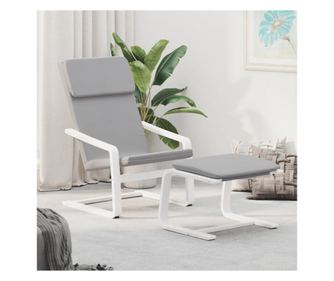 Sedežna garnitura za sprostitev s taburejem, svetlo siva, tekstil