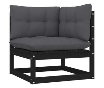 Vrtni kutni kauč s jastucima antracit, masivno borovo drvo