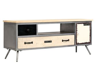 TV komoda, 120 x 30 x 45 cm, masivno drvo manga i čelik