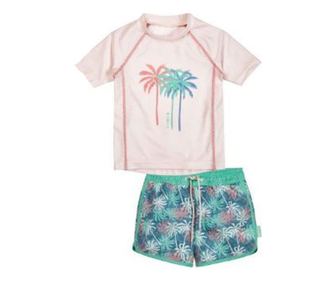 Детски бански с uv защита, Playshoes, Palms ecru,  момчета, 74-80