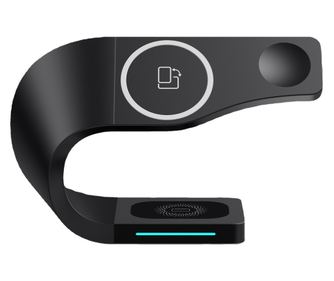 Incarcator wireless fast charge 3 in 1, 15W, QC3.0, pentru telefon, Apple Watch 2/3/4/5/6/7/8/SE, Airpods, Negru