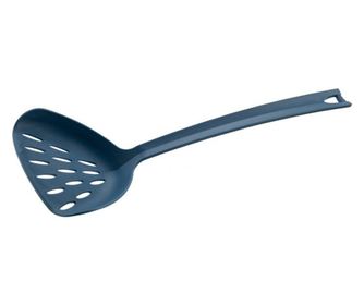 Lingura de scurgere Gustos 678133, 34x12.5 cm, Rezistent la caldura, Orificiu suspensie, Albastru