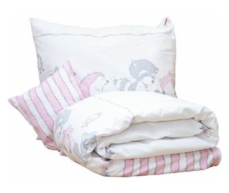 Lenjerie pat copii Odette Pink, din bumbac, 100x140 cm
