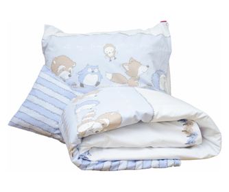 Lenjerie pat copii Odette Blue, din bumbac, 100x135 cm