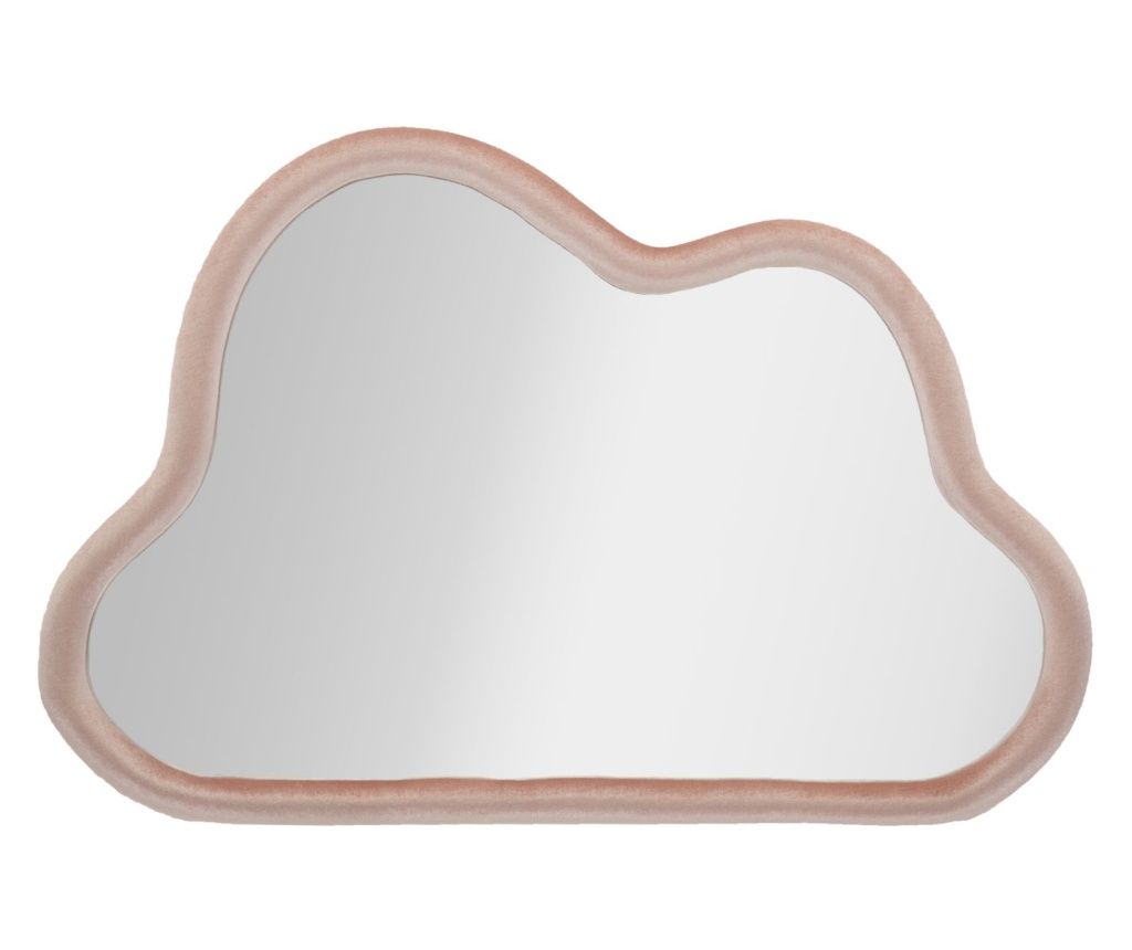 Oglindă de perete, catifea roz nor, cm 90x4x60
