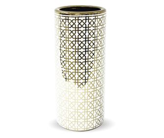 Suport umbrele, ceramica, auriu/alb, 47x20,5x20,5 cm