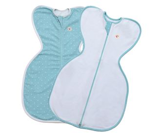 Set 2 saci de dormit nou-nascut Swaddle First Sleep Calm Star & Coral Blue, 60 cm, tog 0.5