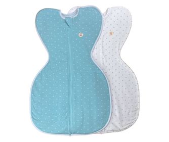 Set 2 saci de dormit nou-nascut Swaddle First Sleep, 60 cm, Calm Star 1 tog & Star Light, 1.5 tog