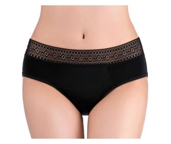 Chiloți Menstruali cu Dantelă Geometrică - XS, Negru