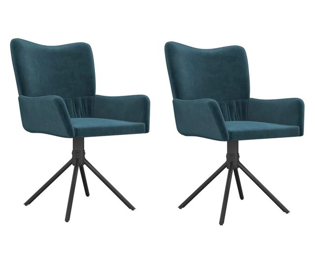 Zakretne kuhinjske stolice, 2 kom., plave, baršun