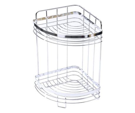 Γωνιακή βάση Rosberg R53001A2, 21x21x66 cm, 2 επίπεδα, Τοποθέτηση στον τοίχο, Chrome