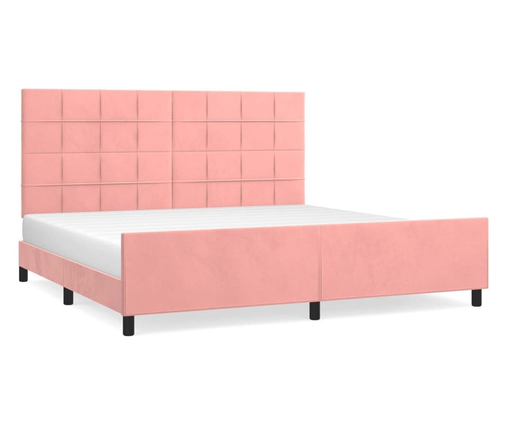 Рамка за легло с табла, розова, 200x200 см, кадифе - 2