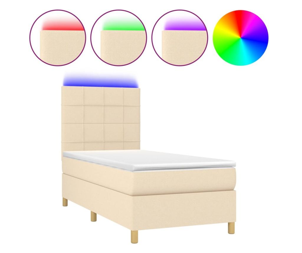 Vzmetnica z LED, krem, 80x200 cm, tekstil - 2