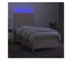 Пружинно легло с матрак и LED, кремаво, 80x200 см, текстил