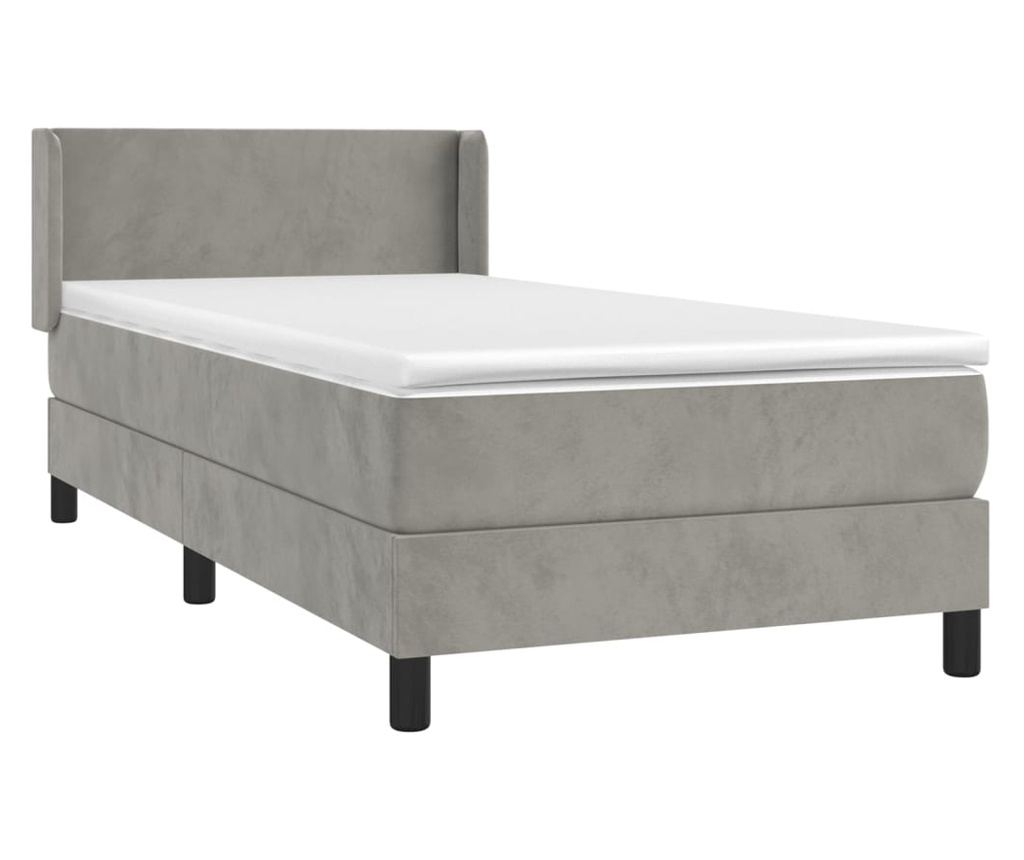 Боксспринг легло с матрак, светлосив, 100x200 см, кадифе - 3