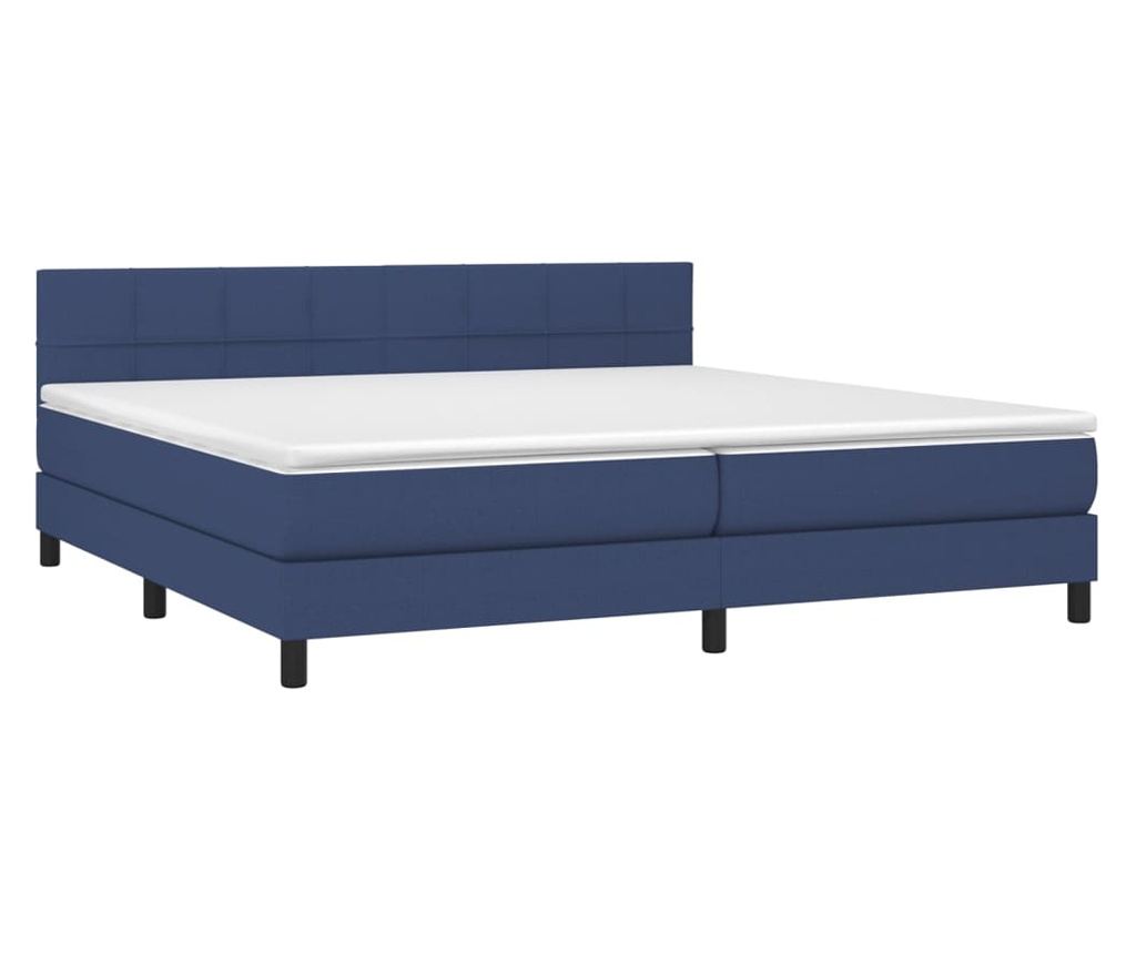 Боксспринг легло с матрак, синьо, 200x200 см, текстил - 3