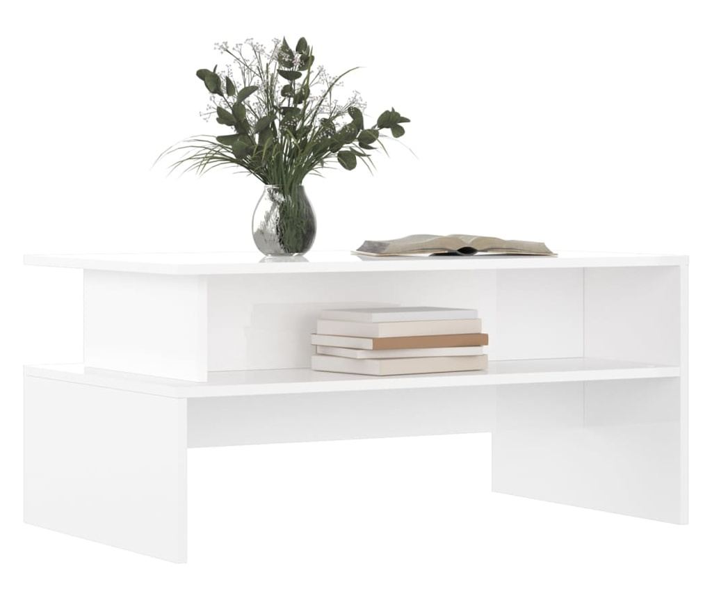 Stolić za kavu, ekstra sjajni bijeli, 90x55x42,5 cm, kompozitno drvo - 3