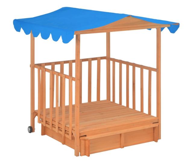 kék fenyőfa gyermekjátszóház homokozóval UV50