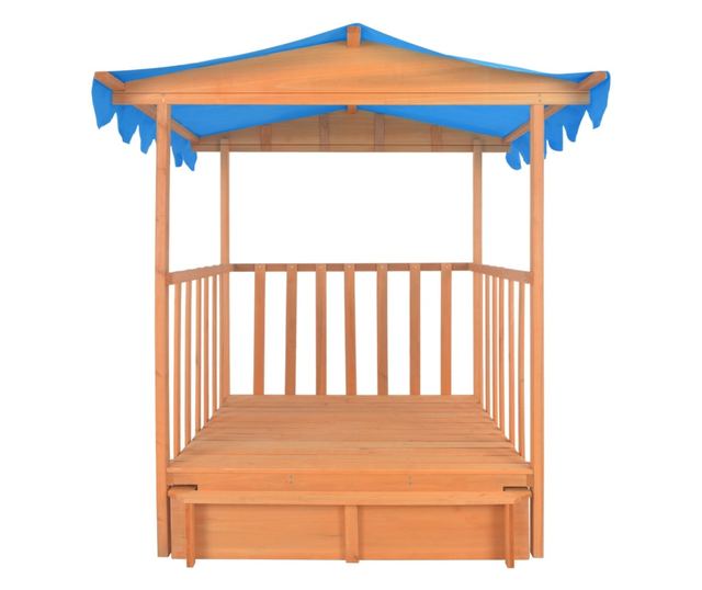 kék fenyőfa gyermekjátszóház homokozóval UV50