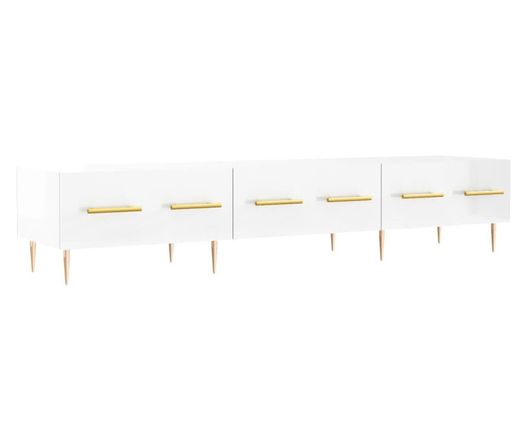 TV komoda, bijela visokog sjaja, 150x36x30 cm, obrađeno drvo - 2