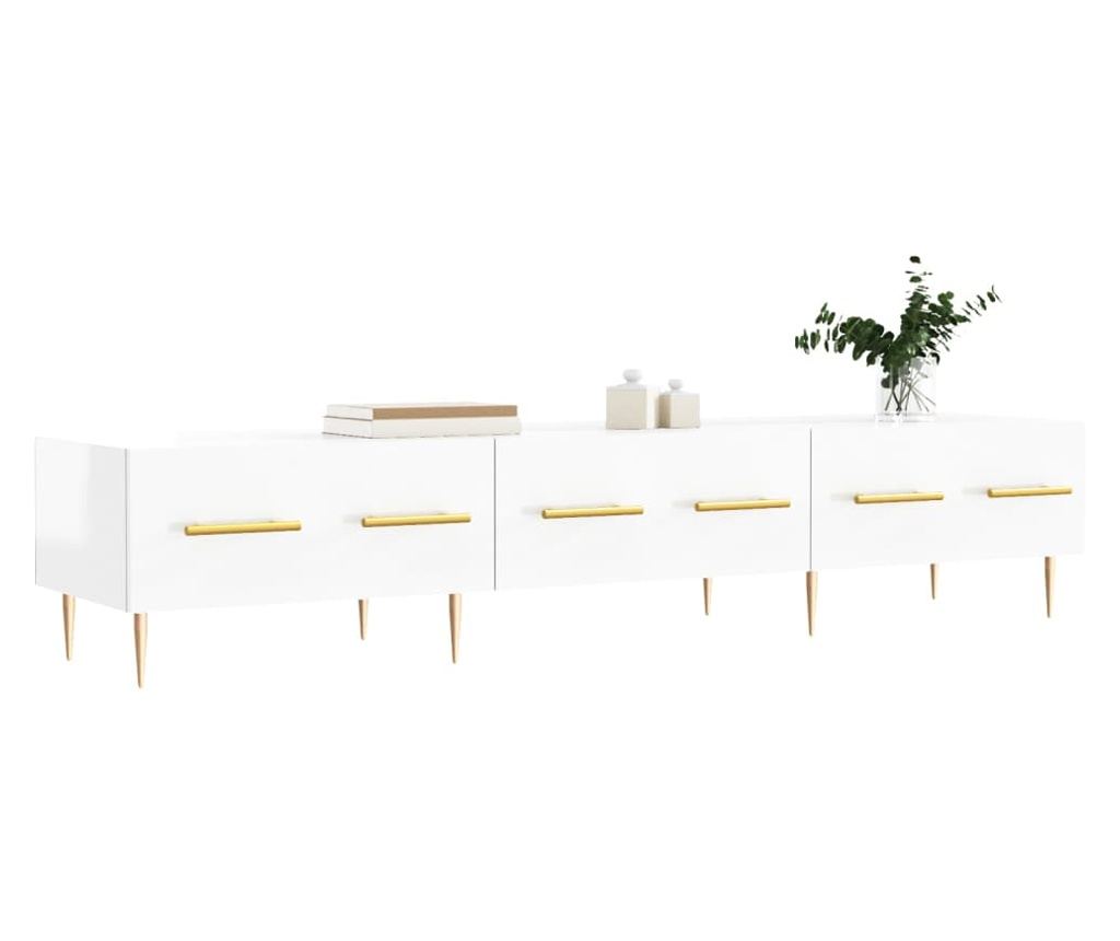 TV komoda, bijela visokog sjaja, 150x36x30 cm, obrađeno drvo - 3
