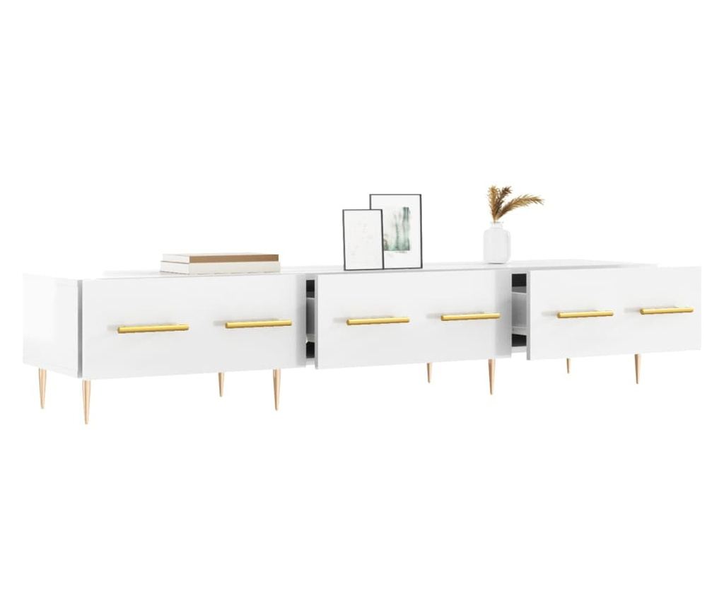 TV komoda, bijela visokog sjaja, 150x36x30 cm, obrađeno drvo - 4