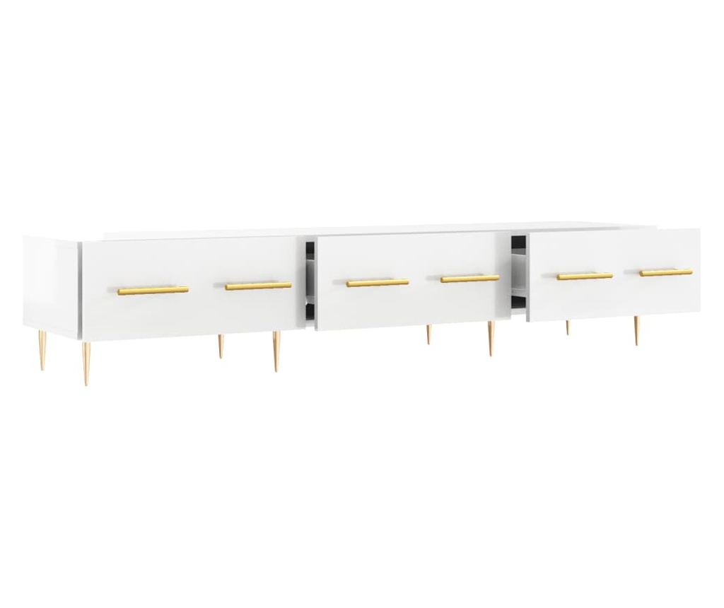 TV komoda, bijela visokog sjaja, 150x36x30 cm, obrađeno drvo - 6