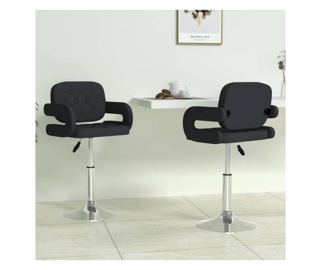 Vrtljivi kuhinjski stoli, 2 kosa, črno umetno usnje