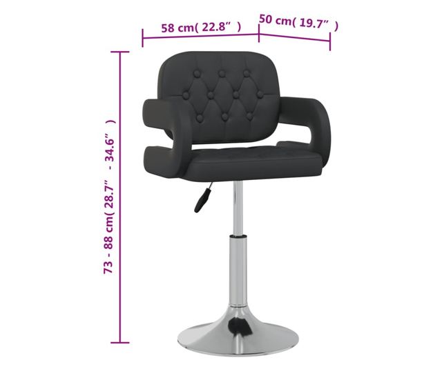 Vrtljivi kuhinjski stoli, 2 kosa, črno umetno usnje