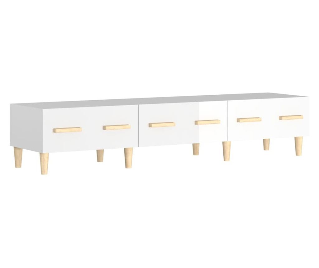 Visokosijajni beli TV regal, 150x34,5x30 cm, iverna plošča - 11